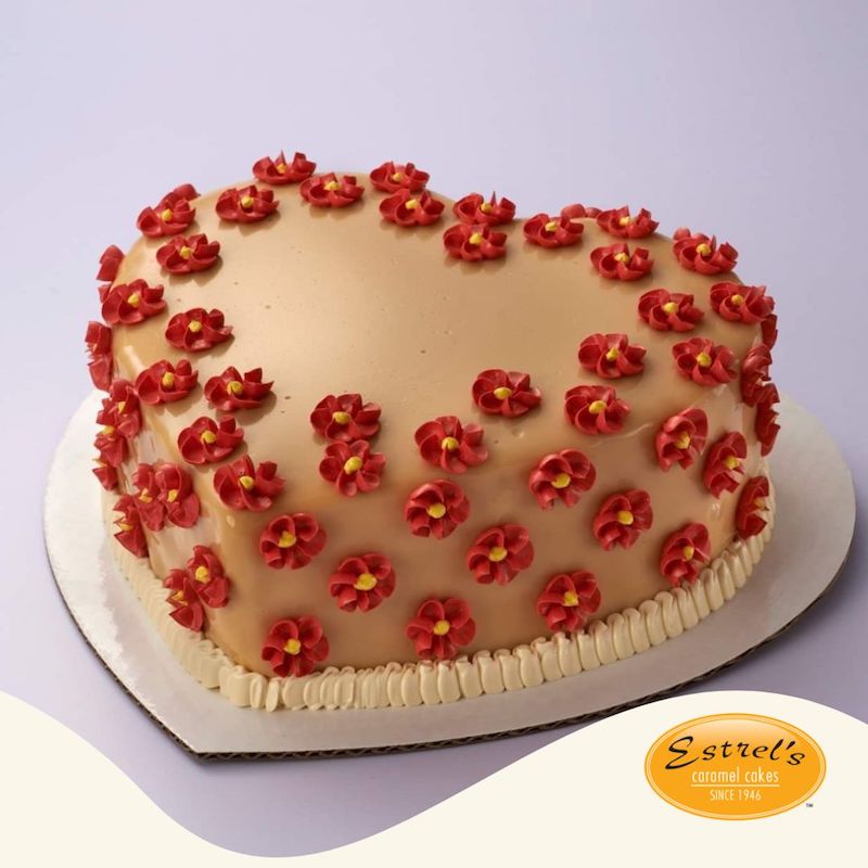 Sampaguita Heart Caramel Cake with Filling